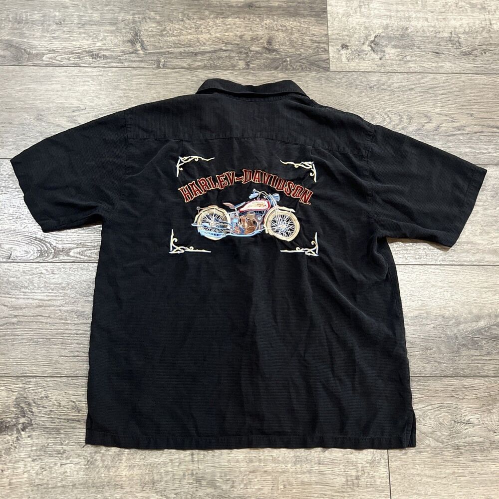 Vintage Y2K Tommy Bahama Harley Davidson Shirt Silk Embroidered Biker - Men's XL